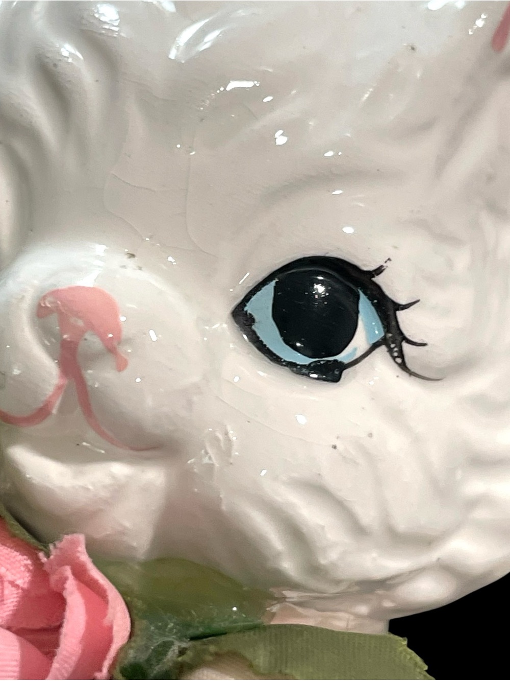 Vintage 1990s Trippies Inc. White Porcelain Kitten Cat Figurine Pink Flowers - Picture 9 of 10
